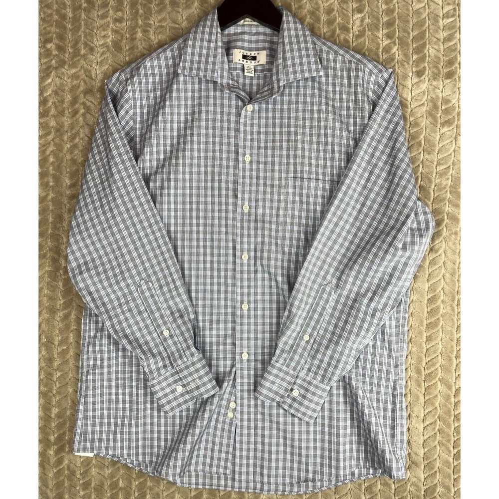 Joseph Abboud Shirt Mens 16.5 32/33 Non Iron Button Up Blue Striped Long Sleeve